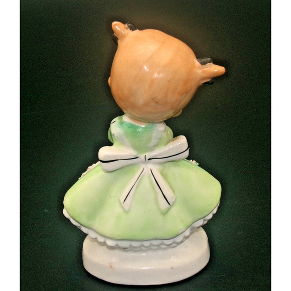 Vintage Ucagco Girl Green Dress “Lonsome for You" Valentine Figurine Japan RARE - Picture 6 of 14